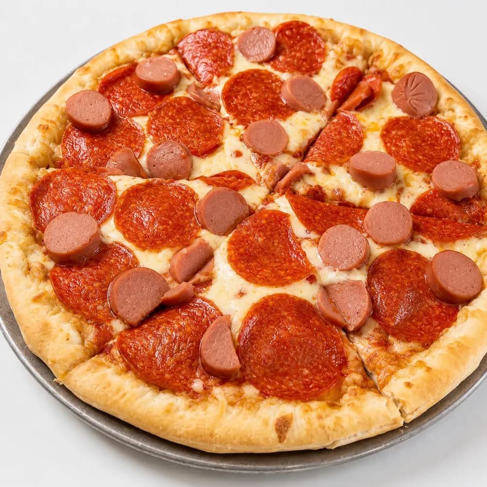 Combo Planet: 1 pizza grande de 1 ingrediente, 1 hamburguesa especial, 1 refresco de 1.75 lt
